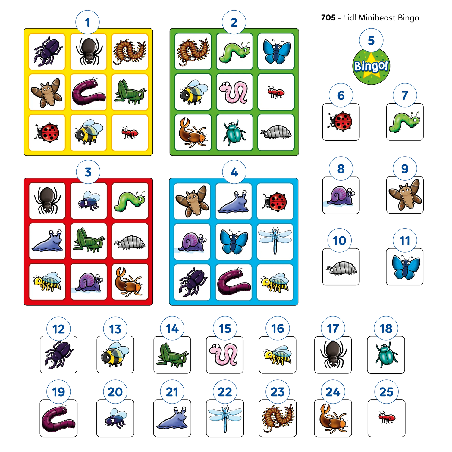 Orchard Toys Minibeast Bingo Game Misplaced Pieces 64