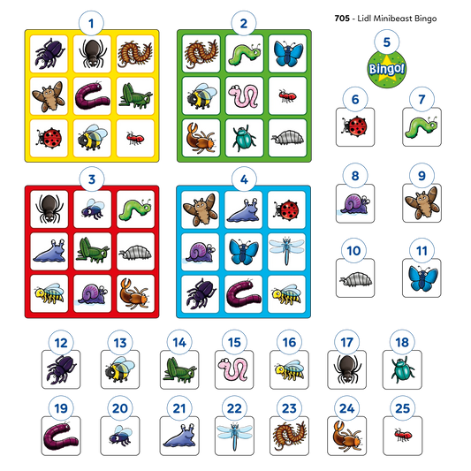 Orchard Toys Minibeast Bingo Game Misplaced Pieces 64