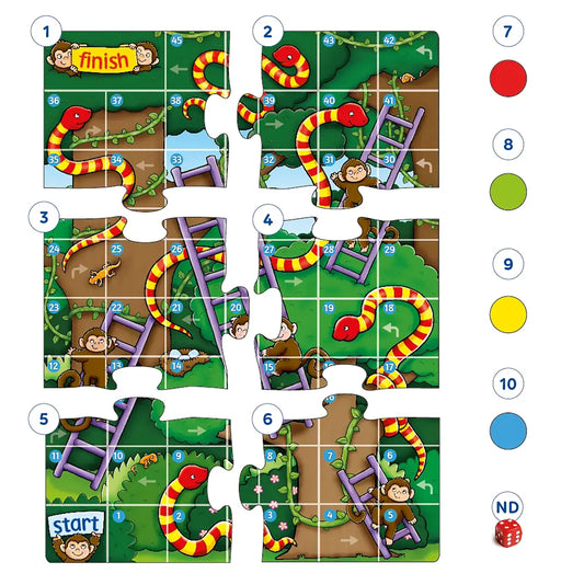 Orchard Toys Jungle Snakes & Ladders Mini Game Misplaced Pieces 190