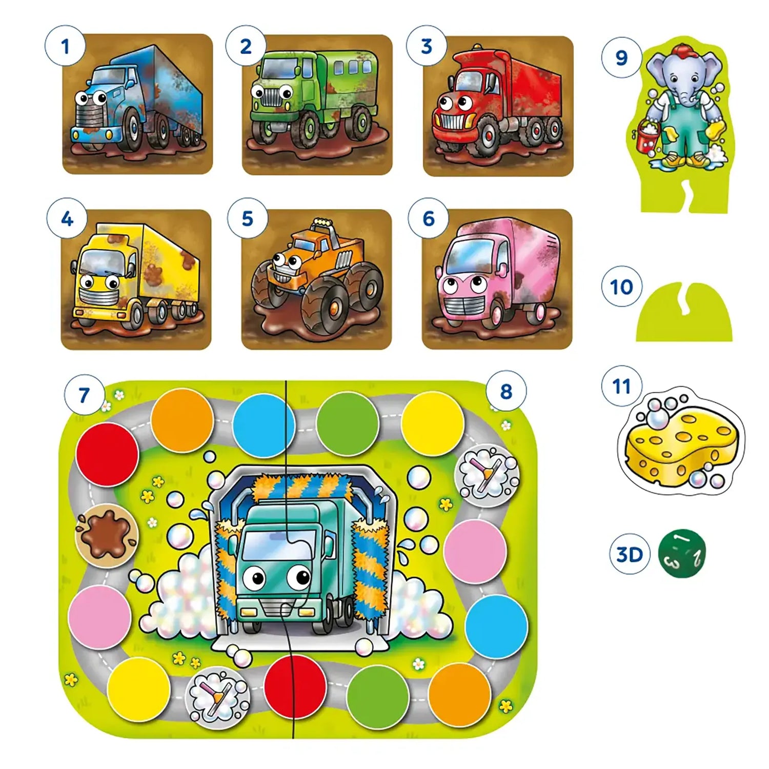 Orchard Toys Mucky Trucks Game Misplaced Pieces 62