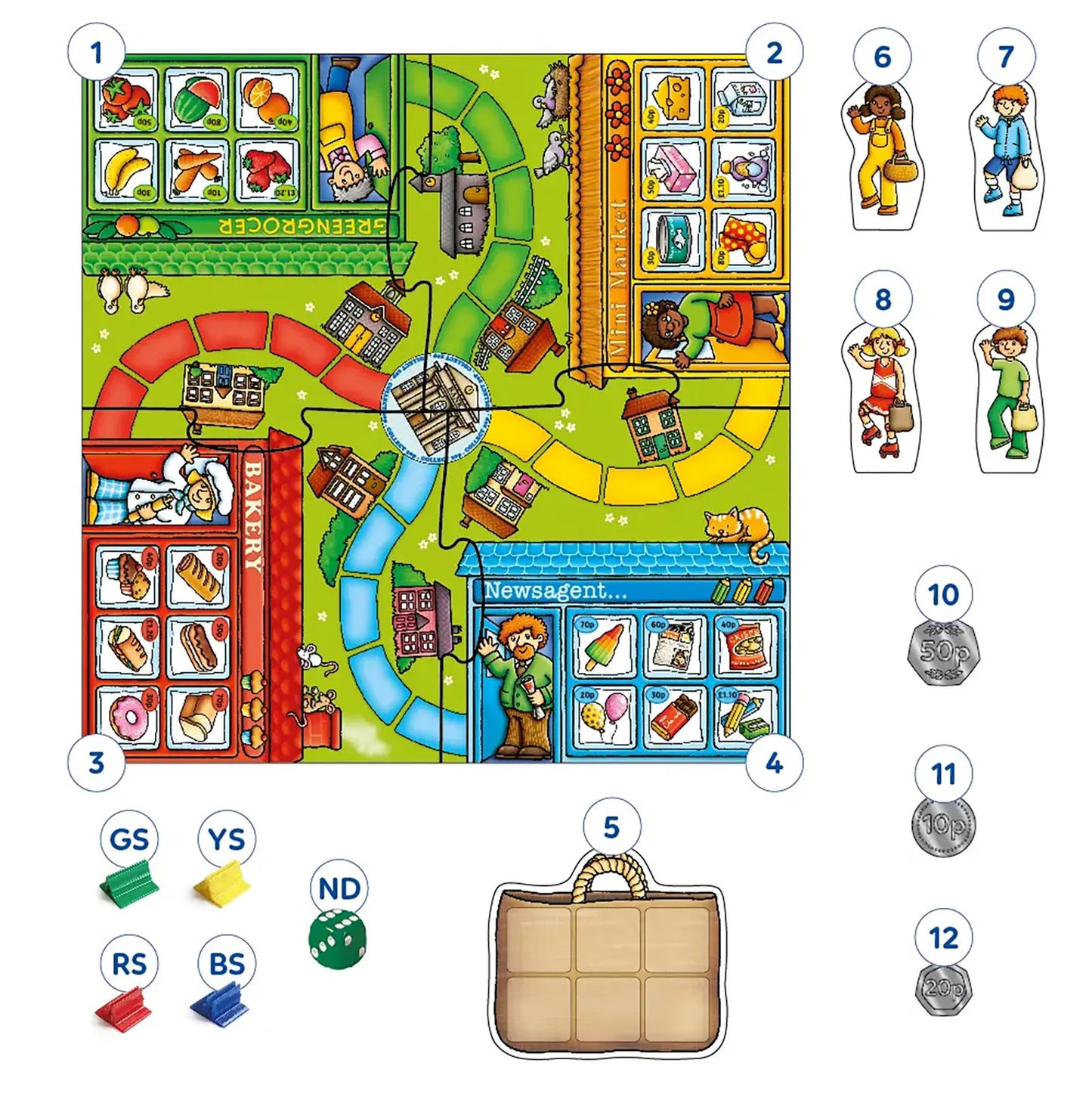 Orchard Toys Pop to the Shops Board Game Misplaced Pieces 206