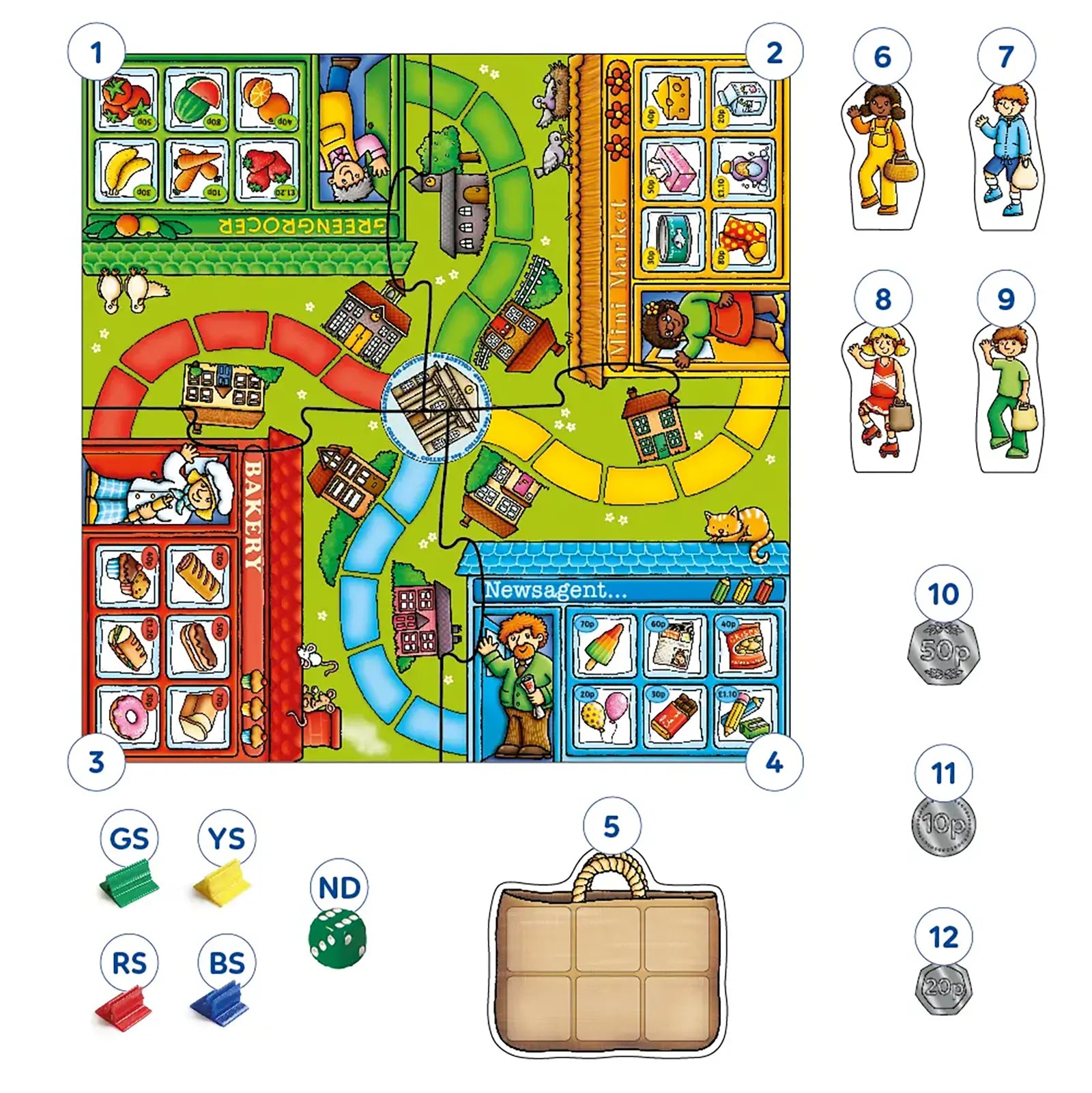 Orchard Toys Pop to the Shops Board Game Misplaced Pieces 206