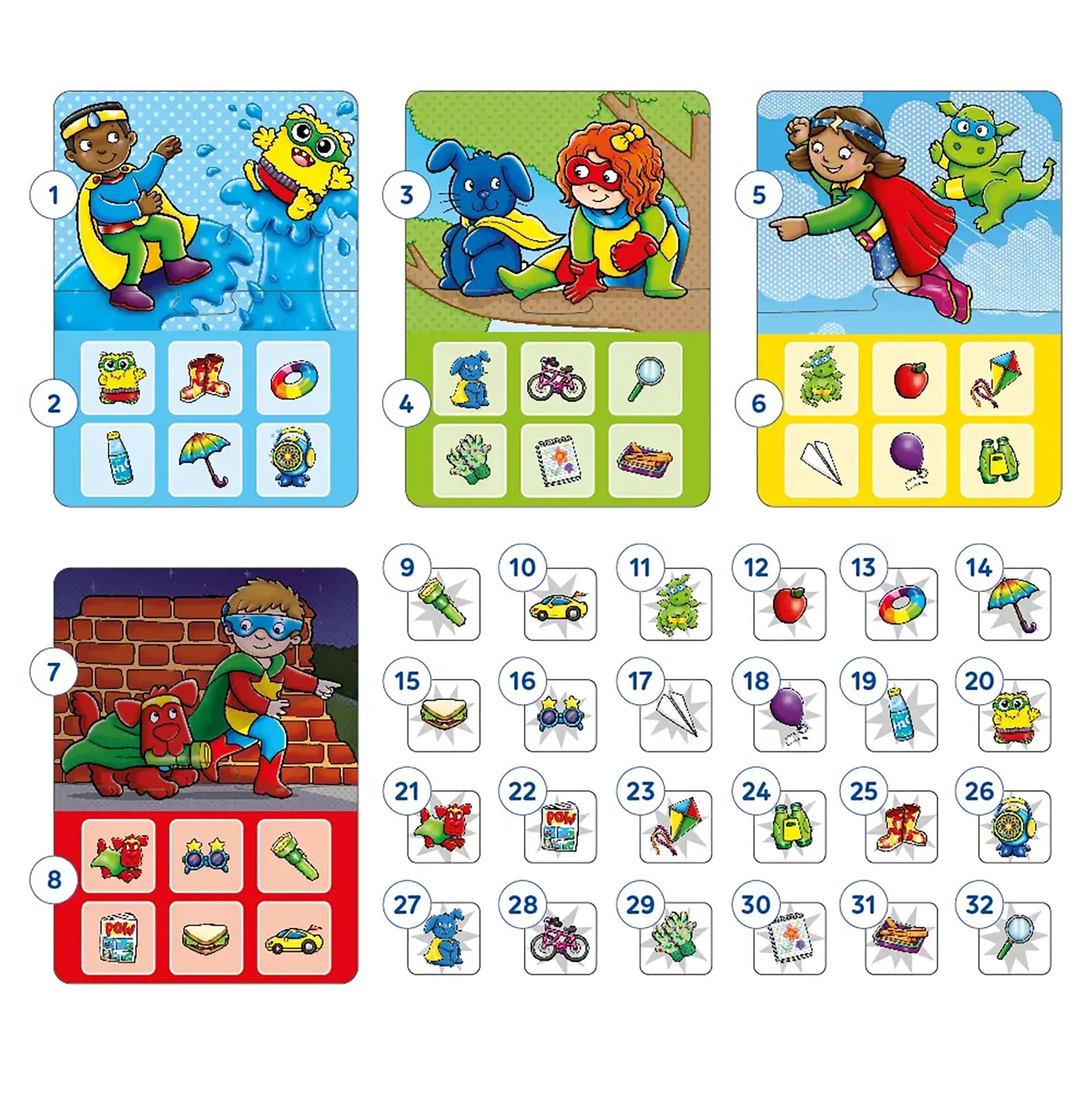 Orchard Toys Superhero Lotto Game Misplaced Pieces 38